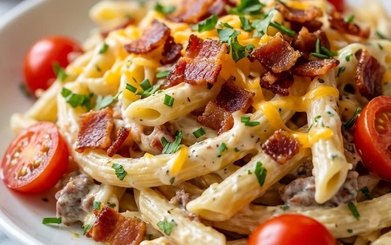 Beef Bacon Ranch Pasta Salad