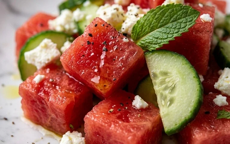 Watermelon Salad with Cucumber and Feta