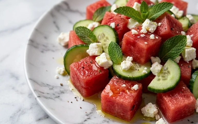 Watermelon Salad with Cucumber and Feta