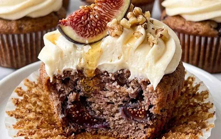 Fig Cupcakes with Honey Cream Cheese Frosting
