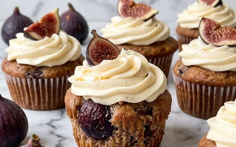 Fig Cupcakes with Honey Cream Cheese Frosting