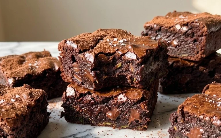 Fudgy Dark Chocolate Zucchini Brownies