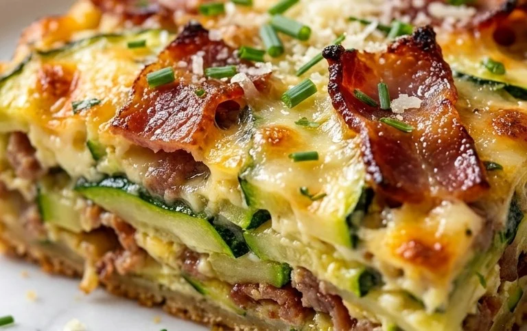 Zucchini and Beef Bacon Slice